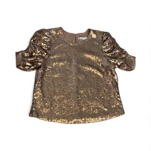 Abercrombie & Fitch Rose Gold Ruched Half Sleeve Sequin Blouse Size M